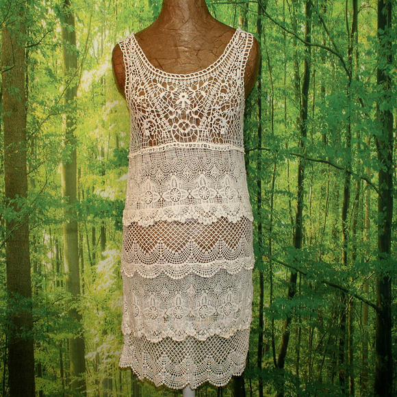 American Eagle Outfitters Dresses & Skirts - AMERICAN EAGLE OUTFITTERS Crochet Dress Sheer Boho Swimsuit Cover-up X-S…